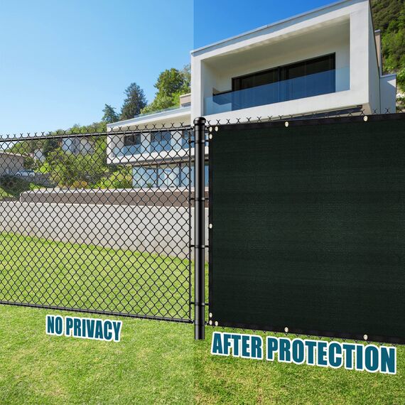 UIRWAY Sichtschutz Zaun 1,82m x 15,24m, Zaunblende Schattiernetz mit ösen 170 g/m² Blockade UV Schutz Windschutz HDPE Gewebe Netz mit Kabelbinder für Gartenzaun Gewächshaus (Grün)