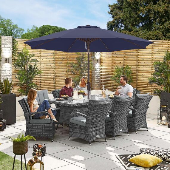 ABCCANOPY 270cm Sonnenschirm im Freien Wasserabweisende Bespannung -Gartenschirm Marktschirm, Navy Blau