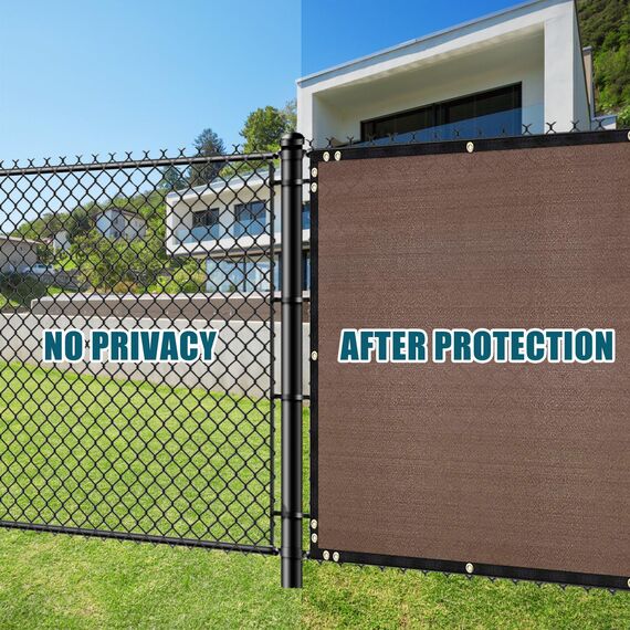 UIRWAY Sichtschutz Zaun 1,82m x 15,24m, Zaunblende Schattiernetz mit ösen 170 g/m² Blockade UV Schutz Windschutz HDPE Gewebe Netz mit Kabelbinder für Gartenzaun Gewächshaus (Braun)