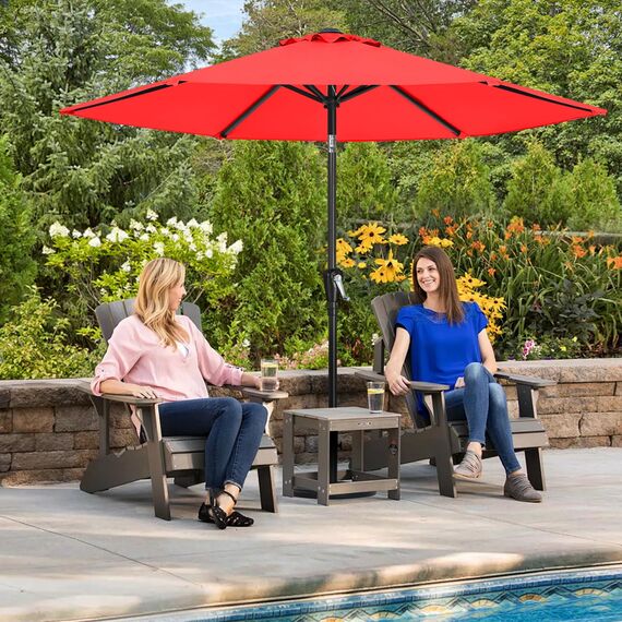 ABCCANOPY 230cm Sonnenschirm im Freien Wasserabweisende Bespannung -Gartenschirm Marktschirm,Rot