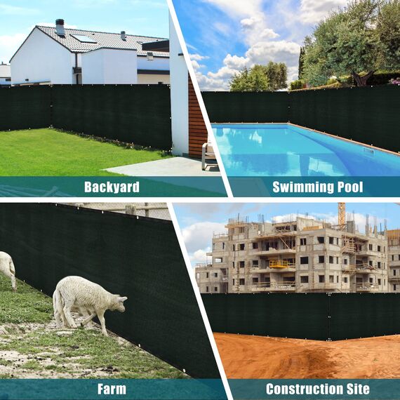 UIRWAY Sichtschutz Zaun 1,82m x 15,24m, Zaunblende Schattiernetz mit ösen 170 g/m² Blockade UV Schutz Windschutz HDPE Gewebe Netz mit Kabelbinder für Gartenzaun Gewächshaus (Grün)