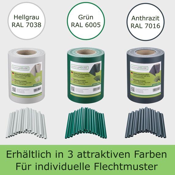Workinghouse Premium Sichtschutz, Klemmstreifen zur Befestigung (hellgrau (24er Pack))