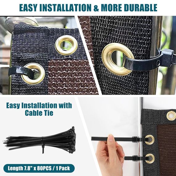 UIRWAY Sichtschutz Zaun 1,82m x 15,24m, Zaunblende Schattiernetz mit ösen 170 g/m² Blockade UV Schutz Windschutz HDPE Gewebe Netz mit Kabelbinder für Gartenzaun Gewächshaus (Braun)