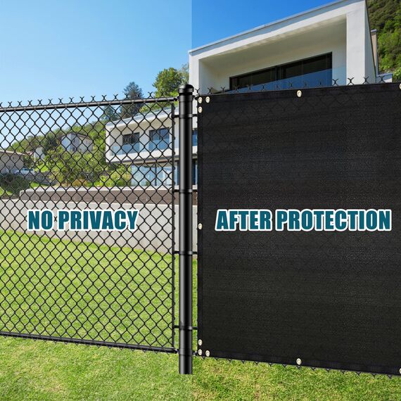 UIRWAY Sichtschutz Zaun 1,22m x 15,24m, Zaunblende Schattiernetz mit ösen 170 g/m² Blockade UV Schutz Windschutz HDPE Gewebe Netz mit Kabelbinder für Gartenzaun Gewächshaus (Schwarz)