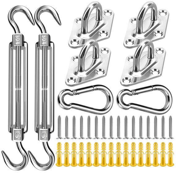 FZENeast Sonnensegel Befestigung Set, 304 Edelstahl Sonnensegel Spanner, Sonnensegel Halterung für Viereck und Dreieck(40 Stück)