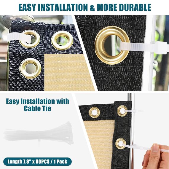 UIRWAY Sichtschutz Zaun 1,52m x 15,24m, Zaunblende Schattiernetz mit ösen 170 g/m² Blockade UV Schutz Windschutz HDPE Gewebe Netz mit Kabelbinder für Gartenzaun Gewächshaus (Sand)