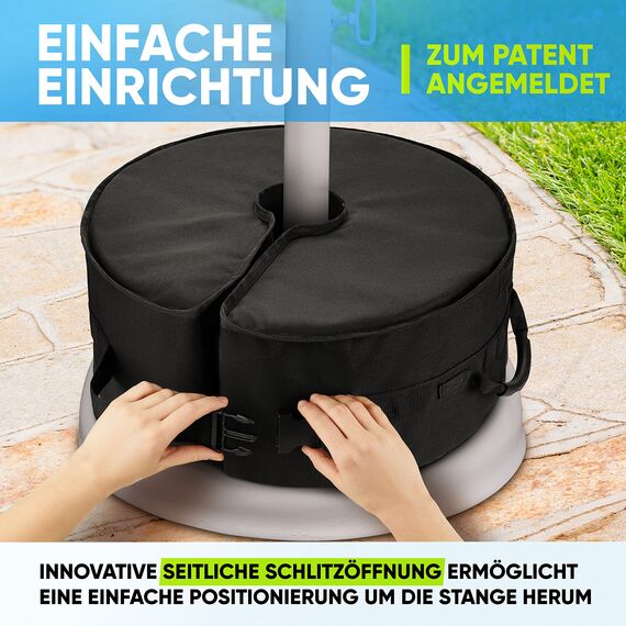 Rhino Rundes Sandsack Beschwerung mit seitlicher Schlitzöffnung, 45,7 cm ~ Passt Auf Jeden Offset-, Ausleger- & Terrassenschirmständer Im Freien ~ Einfache Handhabung (Schwarz)