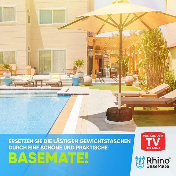 Rhino Rundes Sandsack Beschwerung mit seitlicher Schlitzöffnung, 45,7 cm ~ Passt Auf Jeden Offset-, Ausleger- & Terrassenschirmständer Im Freien ~ Einfache Handhabung (Schwarz)