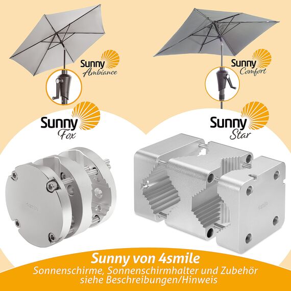 4smile Sonnenschirmhalter Balkongeländer – Aluminium Sonnenschirm Balkon Halterung - Schirmhalterung SunnySquare, stabiles Universaltalent, hält jeden Balkonschirm