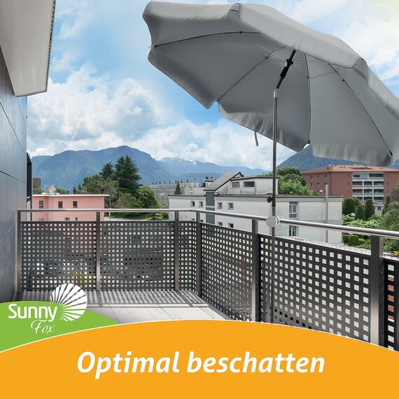 4smile Sonnenschirmhalter Balkongeländer 2er Set – Aluminium Sonnenschirm Balkon Halterung - Schirmhalterung SunnyFox, stabiles Universaltalent, hält jeden Balkonschirm