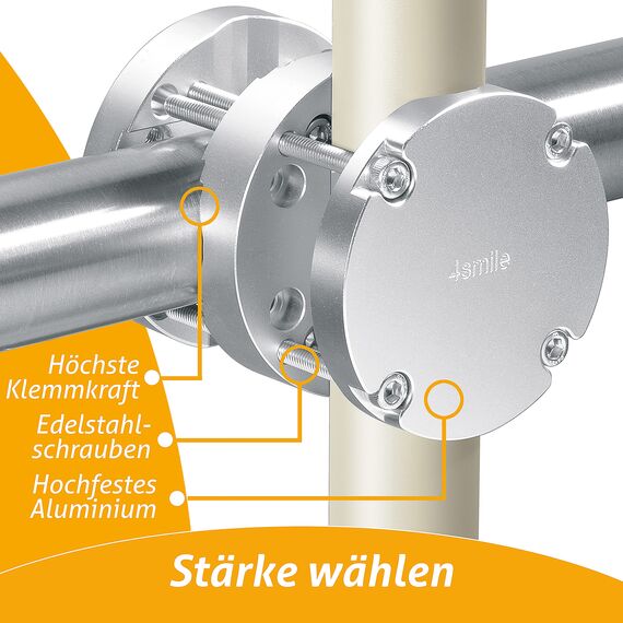 4smile Sonnenschirmhalter Balkongeländer – Aluminium Sonnenschirm Balkon Halterung - Schirmhalterung SunnyFox, stabiles Universaltalent, hält jeden Balkonschirm