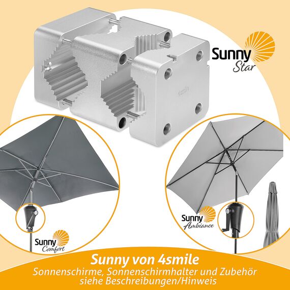 4smile Sonnenschirmhalter Balkongeländer – Aluminium Sonnenschirm Balkon Halterung - Schirmhalterung SunnyFox, stabiles Universaltalent, hält jeden Balkonschirm