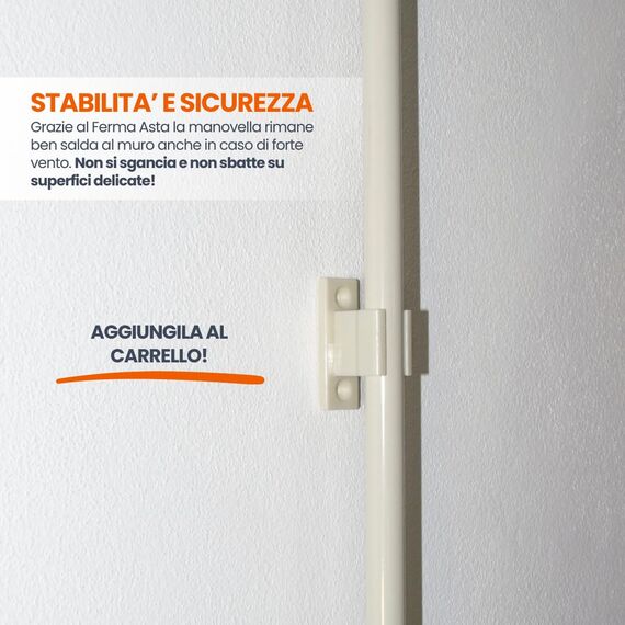 TENDAGGIMANIA Markisenkurbel Farbe GRAU - Größe 220 cm - Markisenkurbel mit Haken Universal aus lackiertem Eisen mit ergonomischem Griff aus PVC - Kurbelstange für Markise