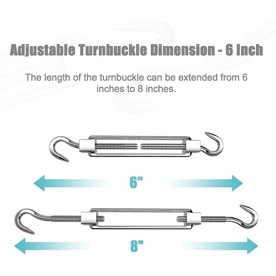 FZENeast Sonnensegel-Hardware-Kit enthält Seilwinden und Drahtseil, rostfreier Edelstahl, Sonnenschutz-Hardware-Kit für rechteckige, quadratische Dreiecks-Sonnensegel, Installation (75-teilig)