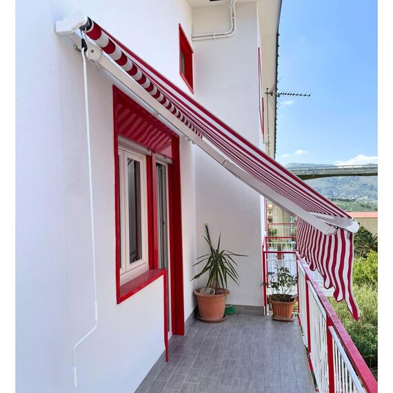 TENDAGGIMANIA Markisenkurbel Farbe ELFENBEIN - Größe 200 CM - Markisenkurbel mit Haken Universal aus lackiertem Eisen mit ergonomischem Griff aus PVC - Kurbelstange für Markise