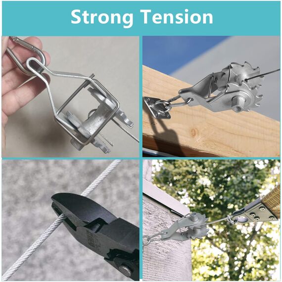 FZENeast Markisen-Befestigungsset, rostfreies Edelstahl-Sonnenschutz-Hardware-Kit mit Seilwinden und Hardware für rechteckige, quadratische Dreiecks-Sonnensegel