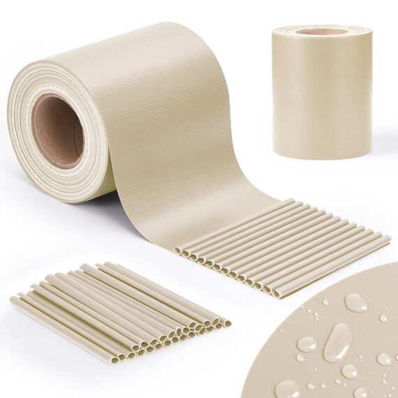 jarolift PVC Sichtschutzstreifen Sichtschutz Gartenzaun Stabmattenzaun Balkon, Wasser und Winddicht Komplettset mit 25 Clips, 40 m (L) x 19 (B) cm, Creme - Hellelfenbein