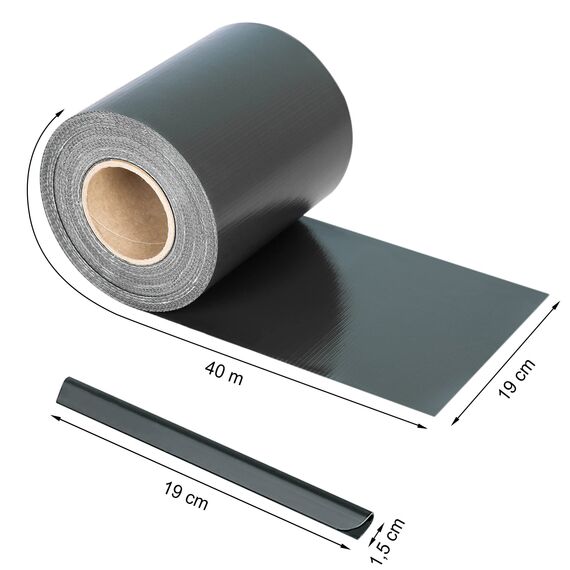 jarolift PVC Sichtschutzstreifen Sichtschutz Gartenzaun Stabmattenzaun Balkon, Wasser und Winddicht Komplettset mit 25 Clips, 40 m (L) x 19 (B) cm, Schieferstein Design