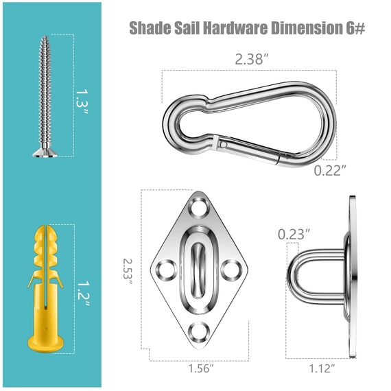FZENeast Sonnensegel Befestigung Set, 304 Edelstahl Sonnensegel Spanner, Sonnensegel Halterung für Viereck und Dreieck(40 Stück)