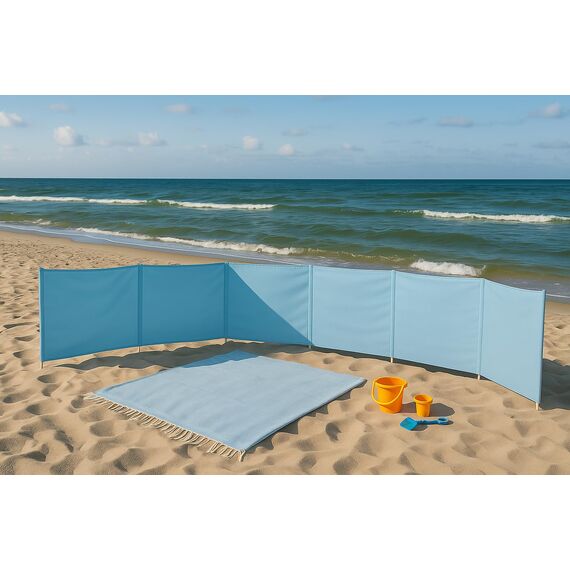 Aves-24 Windschutz 8m x 80cm für Strand Garten See Meer SICHTSCHUTZ Wind Zaun Schutz Blickschutz Camping (50. Einfarbig Blau)