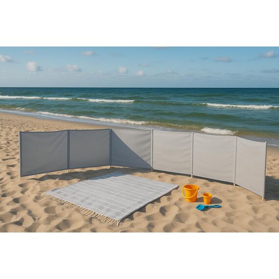 Aves-24 Windschutz 8m x 80cm für Strand Garten See Meer SICHTSCHUTZ Wind Zaun Schutz Blickschutz Camping (51. Einfarbig Grau)