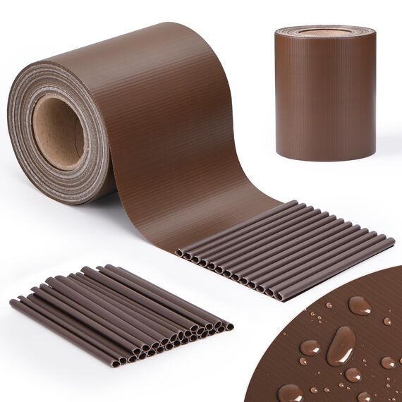 jarolift PVC Sichtschutzstreifen Sichtschutz Gartenzaun Stabmattenzaun Balkon, Wasser und Winddicht Komplettset mit 25 Clips, 40 m (L) x 19 (B) cm, Braun - Sepiabraun