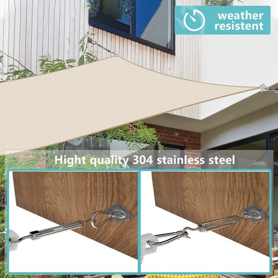 FZENeast Sonnensegel Befestigung Set, 304 Edelstahl Sonnensegel Spanner, Sonnensegel Halterung für Viereck und Dreieck(40 Stück)
