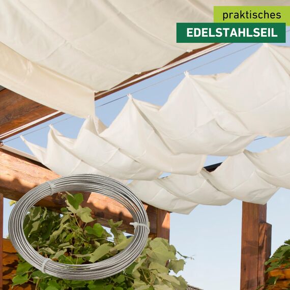 Windhager Edelstahlseil zur Montage und Spannen von Seilspannmarkisen und Sonnensegeln, 14m x 2mm, 10822, silber