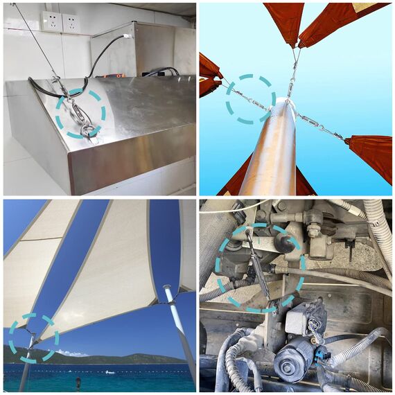 FZENeast Sonnensegel Befestigung Set, 304 Edelstahl Sonnensegel Spanner, Sonnensegel Halterung für Viereck und Dreieck(80 Stück)