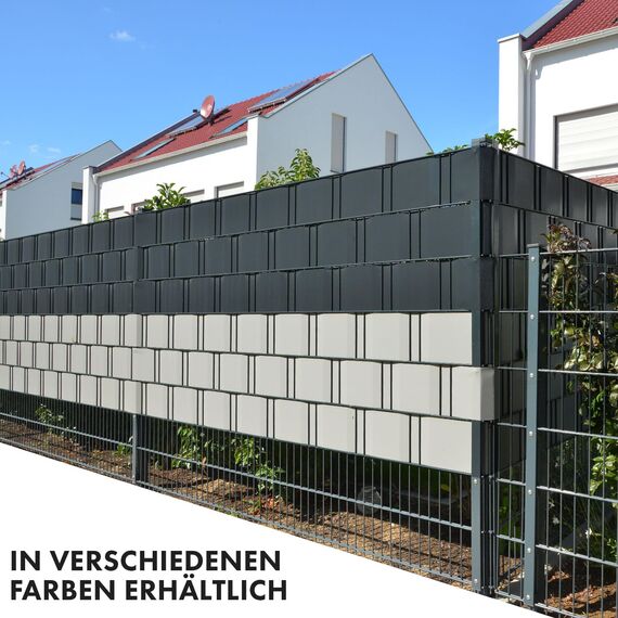 casa pura Sichtschutzstreifen PVC | Sichtschutzfolie Gartenzaun oder Balkon | inkl. 20 Befestigungsclips | für Einzel- und Doppelstabmatten geeignet | 19 cm x 35 m | einfarbig oder mit Motiv| Grau