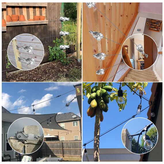 FZENeast Markisen-Befestigungsset, rostfreies Edelstahl-Sonnenschutz-Hardware-Kit mit Seilwinden und Hardware für rechteckige, quadratische Dreiecks-Sonnensegel