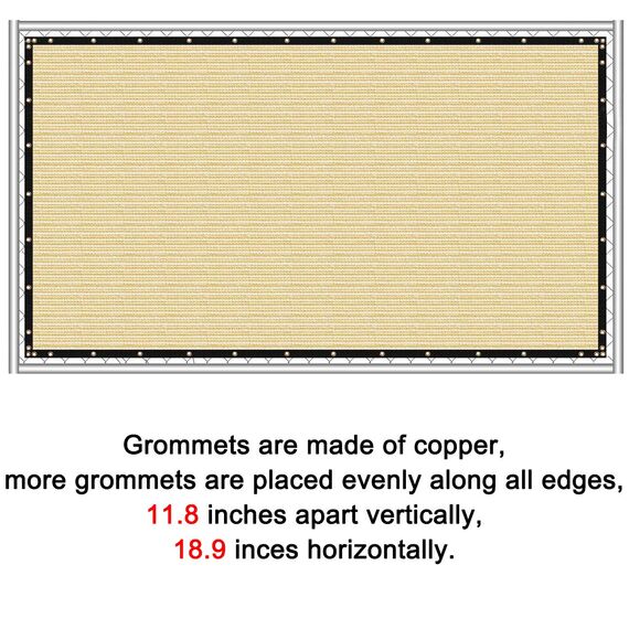 Sunnyglade Sichtschutznetz, Robustes Schattierungsnetz für Wand, Garten, Hof, Terrasse, 1,2 x 15,2 m, Sandfarben