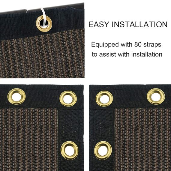 Sunnyglade Sichtschutznetz, robustes Schattierungsnetz für Wand, Garten, Hof, Terrasse, 1,8 x 15,2 m, Braun