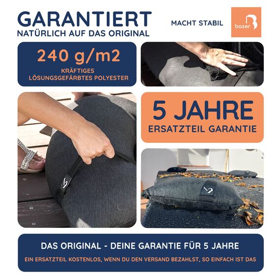 Baser Original Befüllbare Sandsäcke für Sonnenschirmständer, Wetterfeste Gewichte für Gartenmöbel & Trampolin, Recyceltes Polyester Wasserabweisend