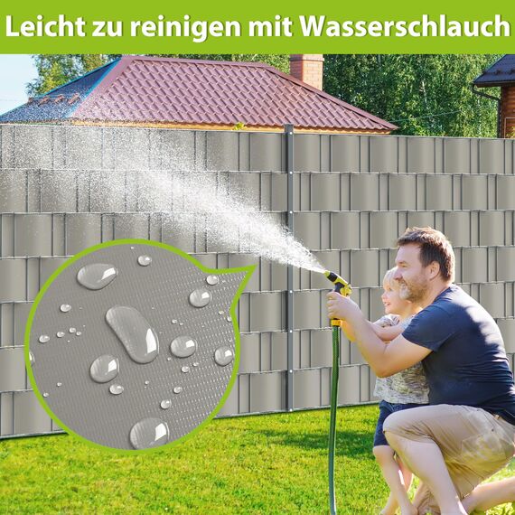jarolift PVC Sichtschutzstreifen Sichtschutz Gartenzaun Stabmattenzaun Balkon, Wasser und Winddicht Komplettset mit 25 Clips, 40 m (L) x 19 (B) cm, Grau - Achtagrau