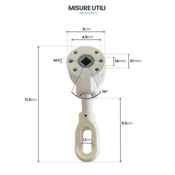 TENDAGGIMANIA Schneckengetriebe für Markisen - schnell und universell, weiß, Untersetzung 3:1
