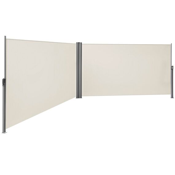 SONGMICS Doppelseitenmarkise, ausziehbar, 2 x 6 m (H x L), ausziehbare Seitenmarkise, Sichtschutz, Sonnenschutz, Seitenrollo, für Balkon, Terrasse und Garten, beige GSA400E