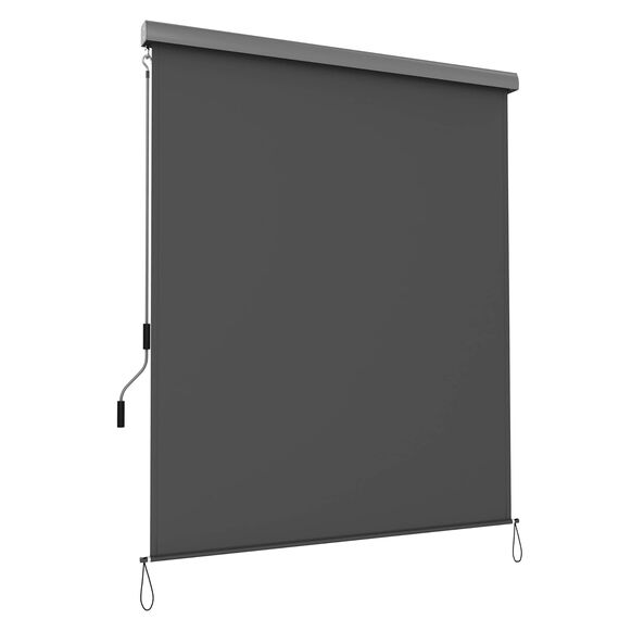 SONGMICS Senkrechtmarkise, ausziehbar, 2,5 X 1,6 m (L x B), Vertikalmarkise für Terrasse und Balkon mit Markisenkasten, Schutz vor Sonne und Wind, Sichtschutz, grau GSA165GY