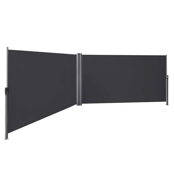 SONGMICS Doppelseitenmarkise, 1,6 x 6 m (H x L), ausziehbare Seitenmarkise, Sichtschutz, Sonnenschutz, Seitenrollo, für Balkon, Terrasse und Garten, anthrazit GSA320G
