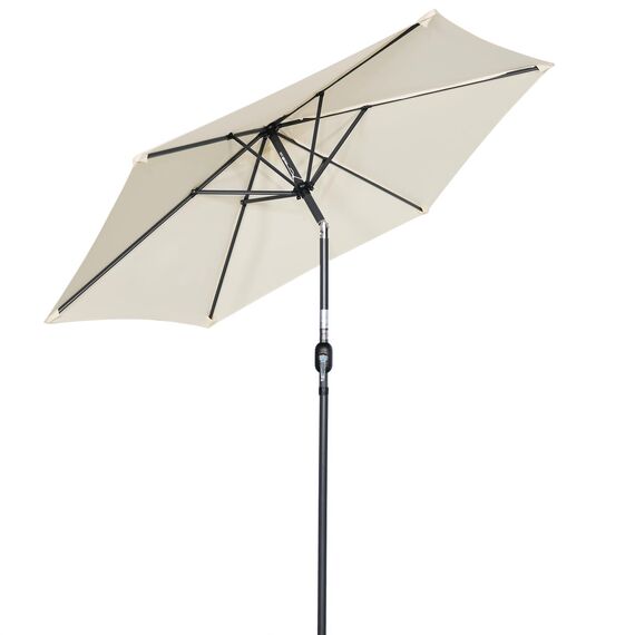 Angel Living Sonnenschirm Ø 300 cm Gartenschirm Marktschirm Terrassenschirm Taupe Rund Sonneschirm UV50+ Creme