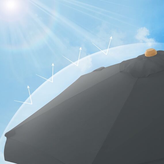 SONGMICS Garten-Sonnenschirm, 3 m, achteckiger Sonnenschirm mit Sonnenschutz, Stange und Streben aus Holz, neigbar, Sockel nicht im Lieferumfang enthalten, für Terrasse, Balkon und Außenbereich, Grau