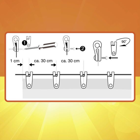 Windhager 10701 Laufhaken, Zubehör für Seilspannmarkise/Sonnensegel, Stück:60 Stück