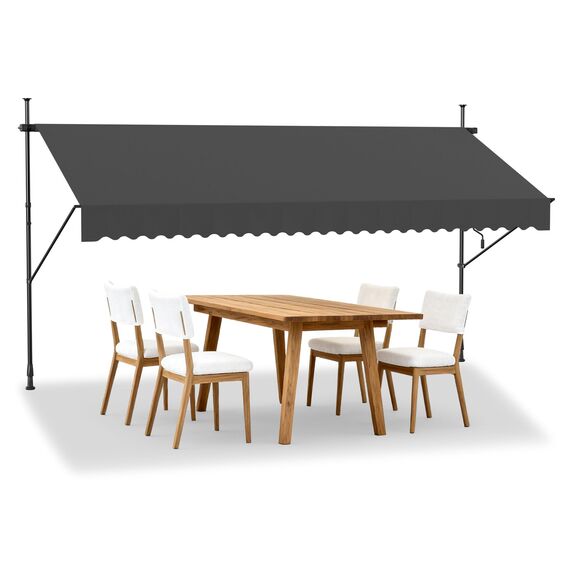 HENGMEI Klemmmarkise Balkon Markise Einziehbar Balkonmarkise Sonnenschutz ohne Bohren höhenverstellbar (350 x 120 cm, Dunkelgrau)
