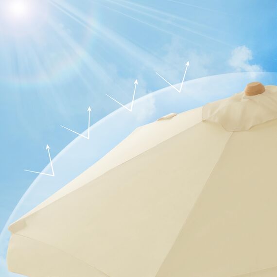 SONGMICS GPU32BE Sonnenschirm Gartenschirm 300 cm Achteckig Sonnenschutz Schirmstiel und Schirmrippen aus Holz Faltbar ohne Ständer Outdoor Balkon Terrasse Beige GPU32BE