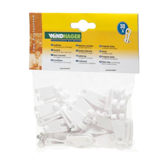 Windhager 10701 Laufhaken, Zubehör für Seilspannmarkise/Sonnensegel, Stück:90 Stück