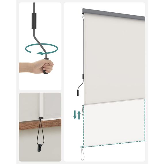 SONGMICS 1,4 x 2,5 m (B x L) Senkrechtmarkise für Balkon, Terrasse, mit Grauer Markisenkassette, Vertikalmarkise für außen, Markise für Windschutz, Sonnenschutz und Sichtschutz, Beige GSA145BE