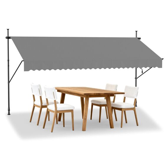 HENGMEI Klemmmarkise Balkon Markise Einziehbar Balkonmarkise Sonnenschutz ohne Bohren höhenverstellbar (350 x 120 cm, Grau)