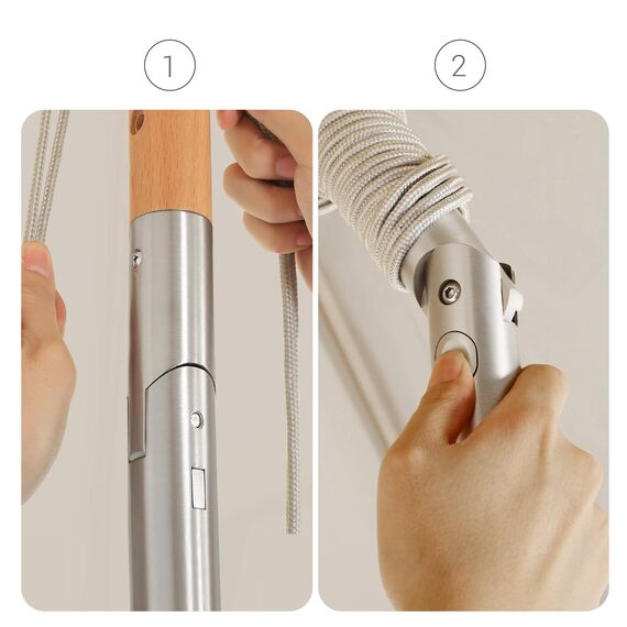 SONGMICS Sonnenschirm 270 cm, achteckiger Gartenschirm, Sonnenschutz, Schirmmast und Schirmrippen aus Holz, knickbar, ohne Ständer, Outdoor, Balkon, Terrasse, beige GPU270M01