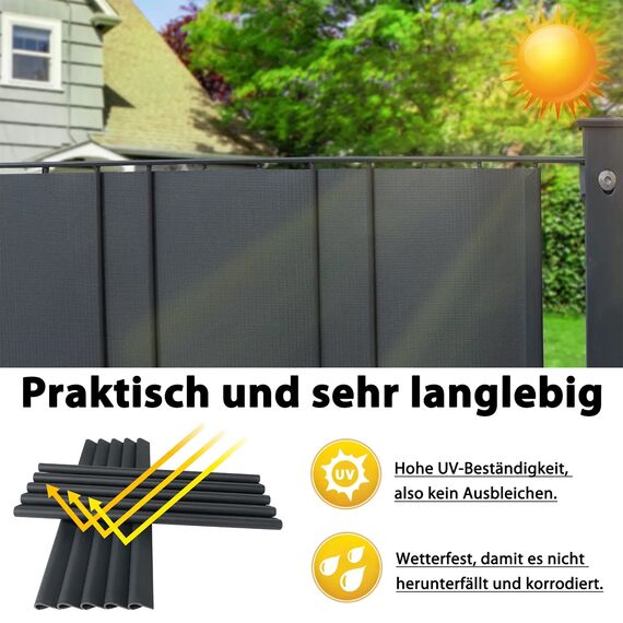 Dazone Dazone 24 Stück Befestigungsclips für PVC Sichtschutzstreifen Klemmschienen Anthrazit