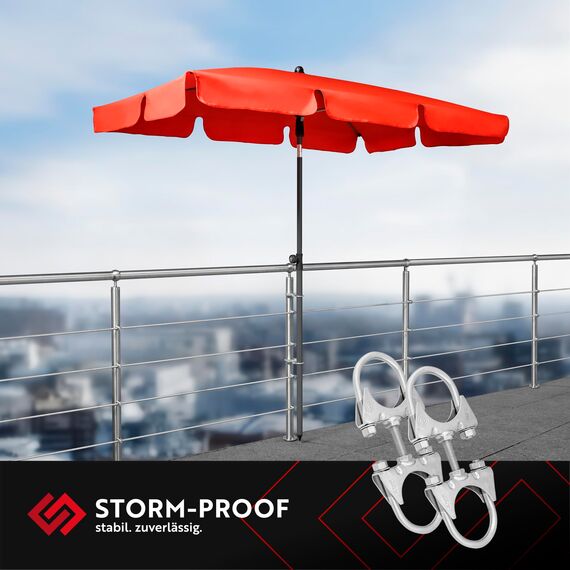 STORM-PROOF Sonnenschirmhalter Balkongeländer Echo 2er Set aus Metall für runde Geländer